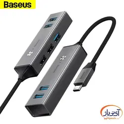 هاب Type-C باسئوس مدل CAHUB-D0G با 5 پورت