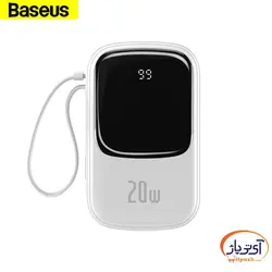 پاوربانک باسئوس ظرفیت 20000 میلی آمپر ساعت مدل  PPQD-H02 به همراه کابل لایتنینگ