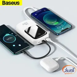 پاوربانک باسئوس ظرفیت 20000 میلی آمپر ساعت مدل  PPQD-H02 به همراه کابل لایتنینگ