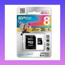 کارت حافظه microSDHC سیلیکون پاور کلاس 10 همراه با خشاب SD ظرفیت 8 گیگابایت