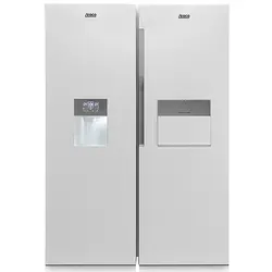 بررسی و خرید یخچال لئوکو مدل رویال با رنگ سفید ساده، دارای هومبار و یخساز، دوقلو (کد یخچال) - جهان دلیور