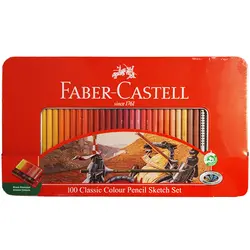 مدادرنگي 100 رنگ کلاسيک جعبه فلزي فابرکاستل