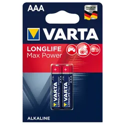 باتری نیم قلمی وارتا لانگ لایف مکث پاور (VARTA LONG LIFE MAX POWER BATTERY AAA) 2 عددی - جعبه ی 10 جفتی