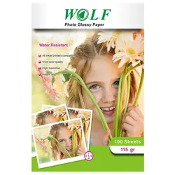 کاغذ A4 ولف براق 115 گرم 100 عددی (WOLF PAPER A4 GLOSSY 115 gr 100 SHEETS)