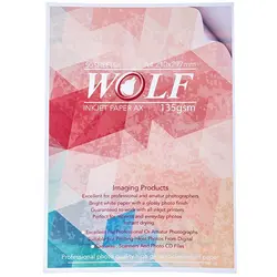 کاغذ A4 ولف براق برچسب دار 135 گرم 50 عددی (WOLF PAPER A4 GLOSSY 135 gr 50 SHEETS STICKER)