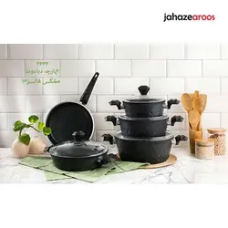 سرویس قابلمه 9 پارچه دیاموند فالز مشکی - فروشگاه اینترنتی جهازعروس