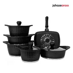 سرویس قابلمه 12 پارچه نگینی چدن مشکی یونیک 8207 - فروشگاه اینترنتی جهازعروس