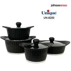 سرویس قابلمه چدن یونیک 8 پارچه مشکی - نگینی (8200) - فروشگاه اینترنتی جهازعروس