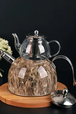 کتری و قوری استیل طرح ماربل