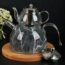 کتری و قوری استیل طرح ماربل