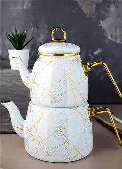 ست کتری و قوری پاچی مرمرسفید