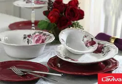 سرویس غذاخوری لاویوا مدل ورا زرشکی ۲۶ پارچه