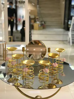 مجموعه ظروف هفت سین فلزی طرح گل پایه دار