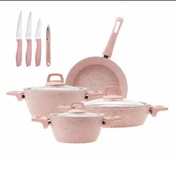 ست ظروف آشپزی Karaca Biogranit Stella 11 عددی همراه با هدیه ست چاقو