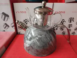 کتری و قوری استیل نوا طرح ماربل