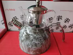 کتری و قوری استیل نوا طرح ماربل