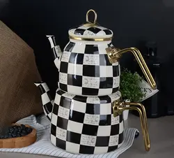 ست کتری و قوری پاچی مدل شطرنجی