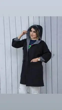 مانتو کتان کلاه دار