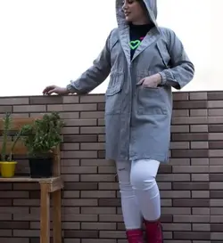 مانتو کتان کلاه دار