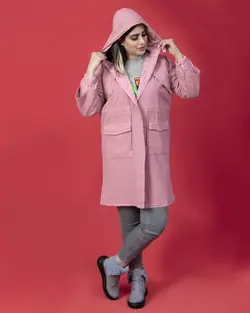 مانتو کتان کلاه دار