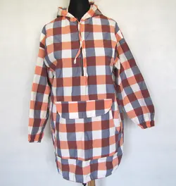 مانتو(شومیز) کلاه دار چهارخانه