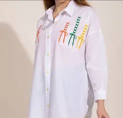 شومیز الیاف طبیعی گلدوزی شده