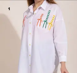 شومیز الیاف طبیعی گلدوزی شده