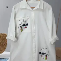 شومیز الیاف طبیعی گلدوزی شده