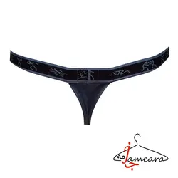 شورت مردانه لامبادا آبی با کش طرح دار