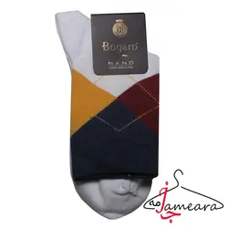 جوراب مردانه نخی طرح‌دار سفید | سایز 41 - 45 | فروشگاه اینترنتی جامه آرا