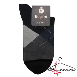 جوراب مردانه نخی طرح‌دار سرمه‌ای تیره | سایز 41 - 45 | فروشگاه اینترنتی جامه آرا