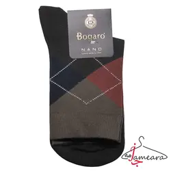 جوراب مردانه نخی طرح‌دار قهوه‌ای | سایز 41 - 45 | فروشگاه اینترنتی جامه آرا