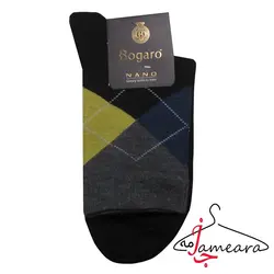 جوراب مردانه نخی طرح‌دار مشکی | سایز 41 - 45 | فروشگاه اینترنتی جامه آرا