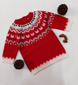 تونیک بافت دخترانه کریسمسی(۴تا۶ماه)