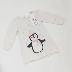پیراهن بافت نوزادی پنگوئنی(مناسب قدکل ۷۴)