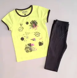 ست تیشرت و لگ کراپ دخترانه(2-3 سال)