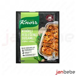 خرید، مشخصات و قیمت چاشنی مرغ کنور با طعم ریحان و آویشن و کنجد 29 گرمی Knorr ✔️ janbebe