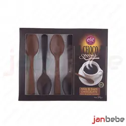 خرید، مشخصات و قیمت شکلات شیری و تلخ قاشقی 54 گرمی الیت ✔️ janbebe