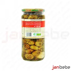 خرید، مشخصات و قیمت زیتون سبز فرآوری شده بدون هسته کبابی ۵۰۰ گرم بایوبیت – biobit ✔️ janbebe