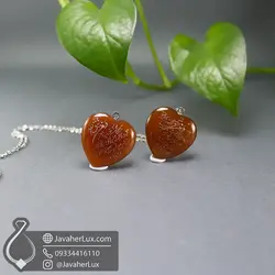 گردنبند عقیق قلبی حکاکی دعای گشایش کار و رفع مشکلات