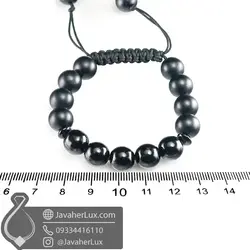 دستبند مهره سنگی عقیق سیاه بافت کشویی _ کد : 400937 | جواهر لوکس