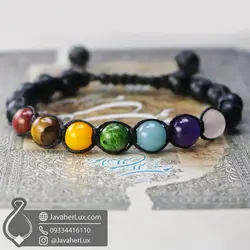 دستبند هفت سنگ چاکرا بافت مدل درمانبخش 7 Chakra Bracelet _ کد : 400932 | جواهر لوکس