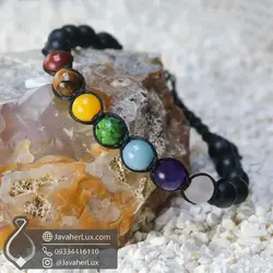 دستبند هفت سنگ چاکرا بافت مدل درمانبخش 7 Chakra Bracelet _ کد : 400932 | جواهر لوکس