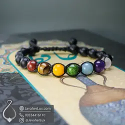 دستبند هفت سنگ چاکرا بافت مدل درمانبخش 7 Chakra Bracelet _ کد : 400932 | جواهر لوکس