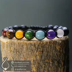 دستبند هفت سنگ چاکرا بافت مدل درمانبخش 7 Chakra Bracelet _ کد : 400932 | جواهر لوکس