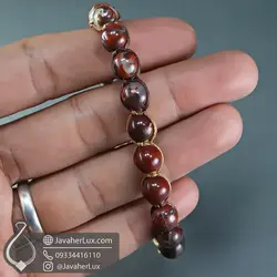 دستبند سنگ جاسپر قرمز اصل و معدنی مدل مارس _ کد : 401014 | جواهر لوکس