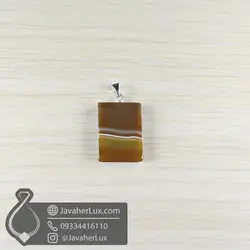گردنبند سنگ عقیق سلیمانی قهوه ای تراش مستطیل _ کد : 400918 | جواهر لوکس