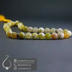 تسبیح عقیق زرد برفی 33 دانه تراش دار _ کد : 500087 | جواهر لوکس