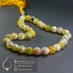 تسبیح عقیق زرد برفی 33 دانه تراش دار _ کد : 500087 | جواهر لوکس