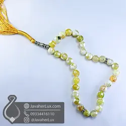 تسبیح عقیق زرد برفی 33 دانه تراش دار _ کد : 500087 | جواهر لوکس